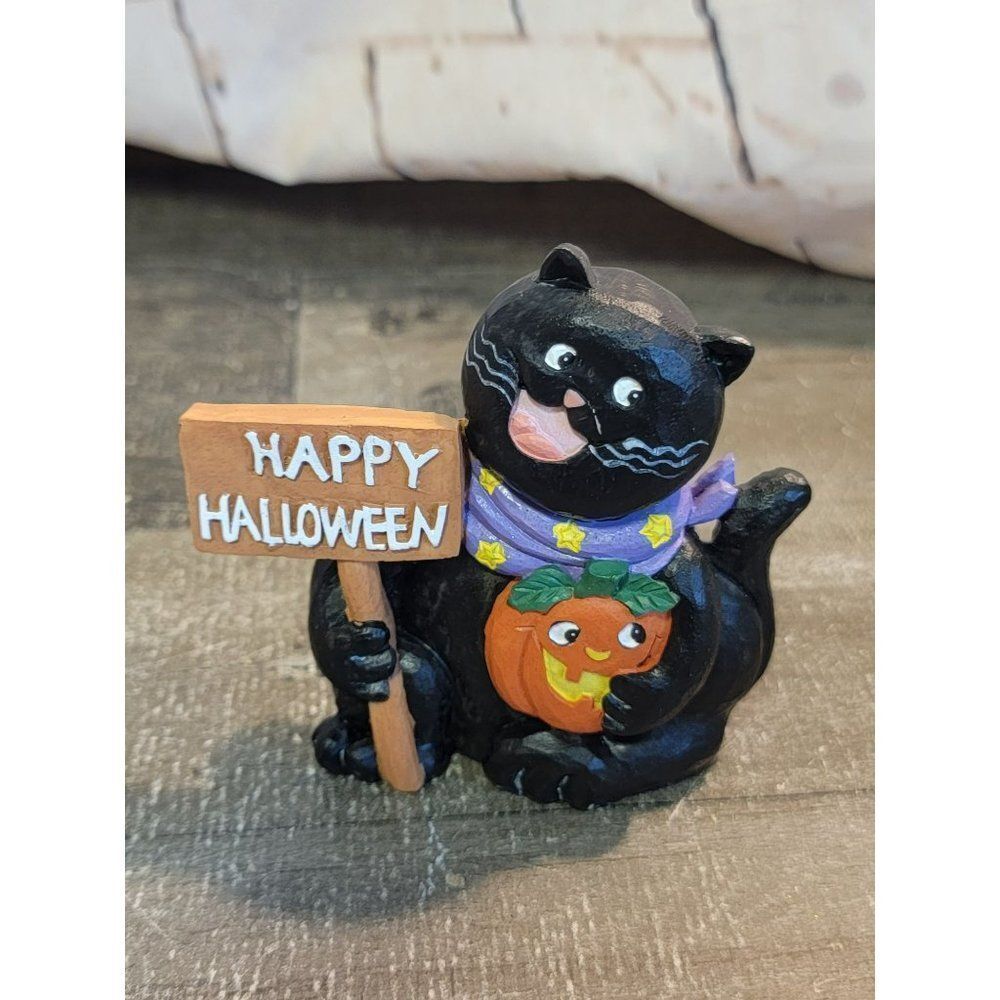 Happy Halloween‎ black cat pumpkin home decor figure